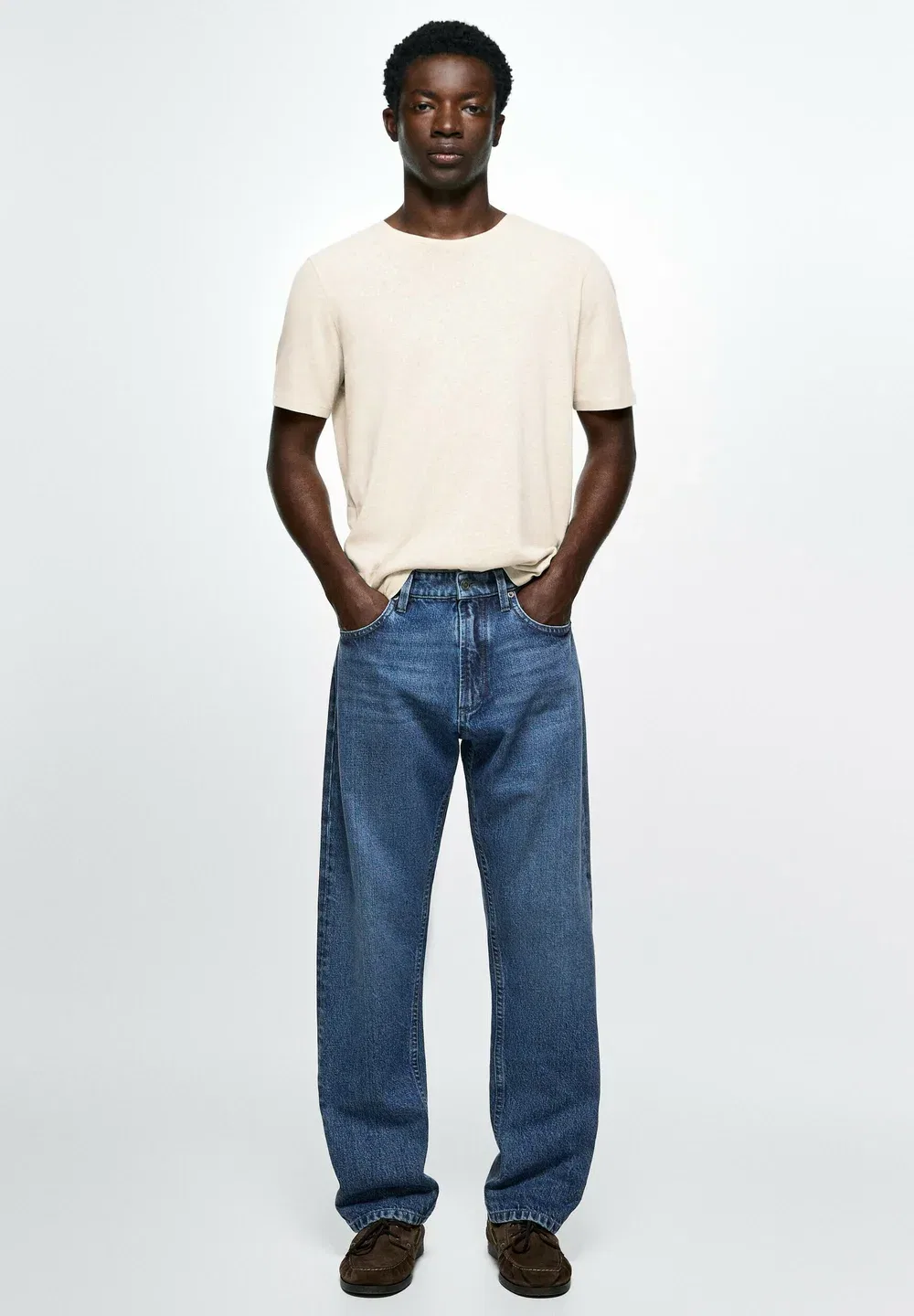 Джинсы свободного кроя - джинсы прямого кроя Massimo Dutti, Dark Blue — фото 2