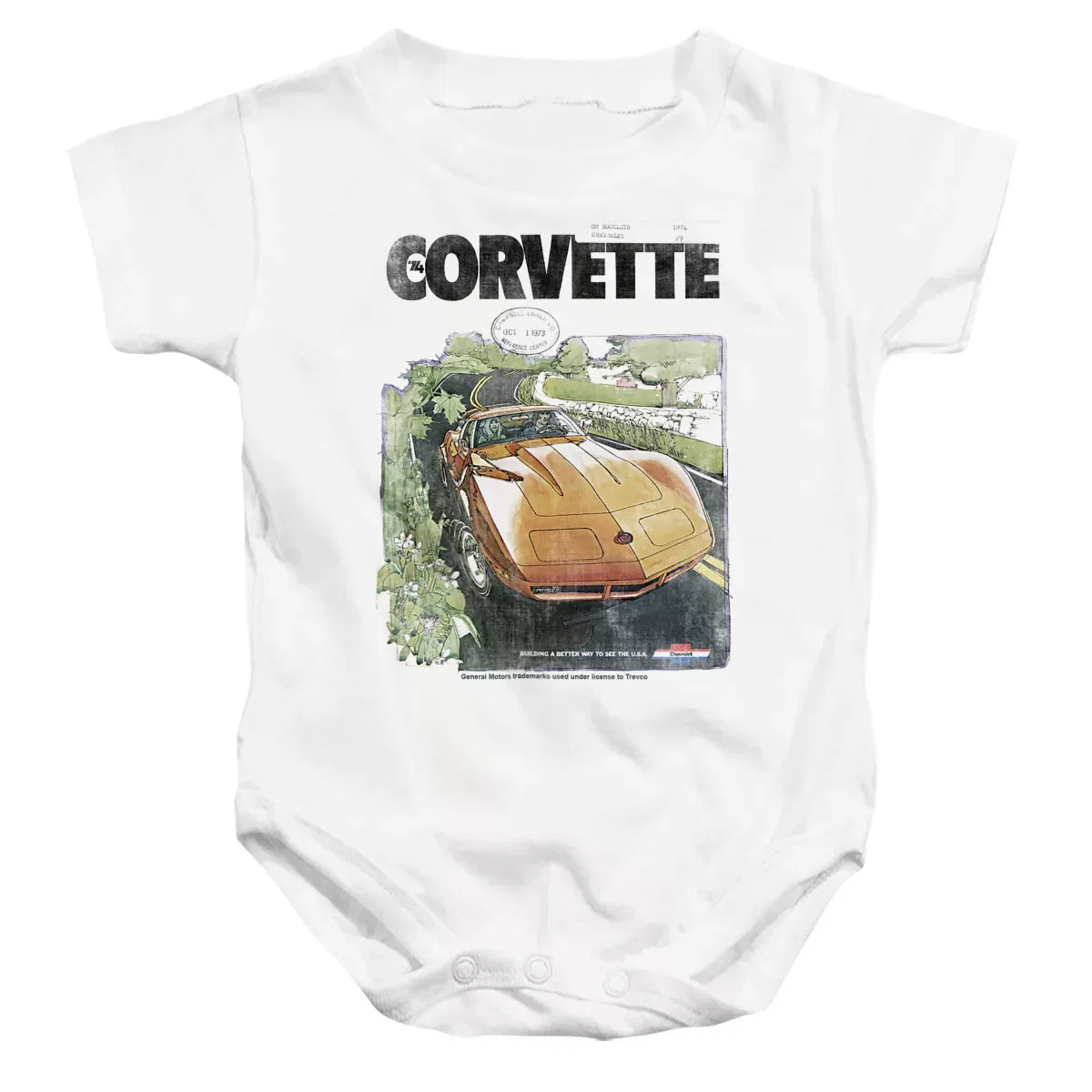 Детское боди для девочек с коротким рукавом Chevy Corvette Poster Vintage Infant Bodysuit Chevrolet, White