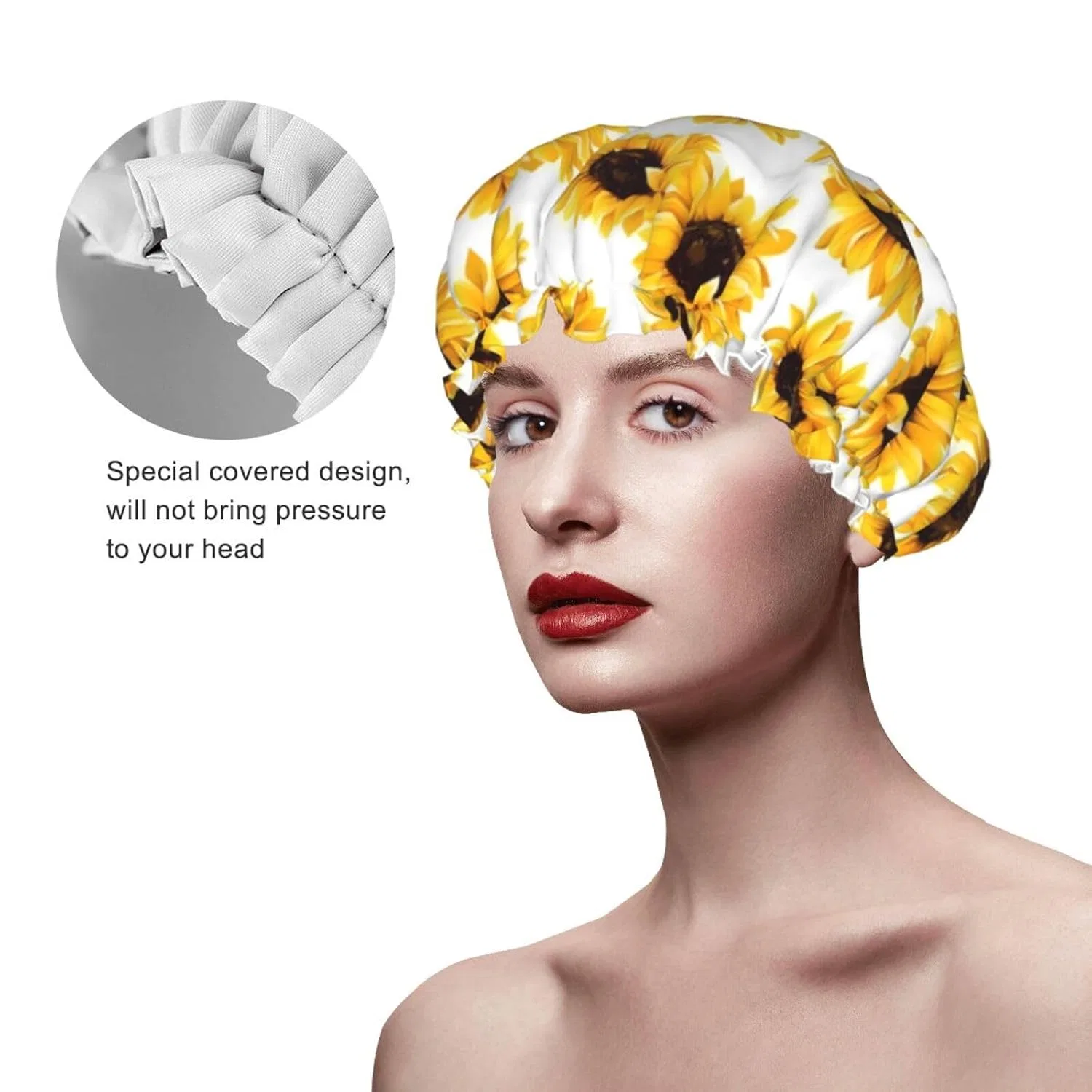 Шапочка для душа Double Layer Waterproof PanaRL, Sunflower — фото 4