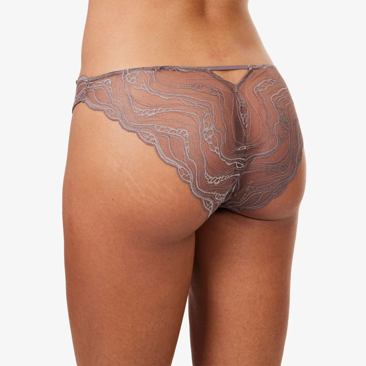 Чувственные эластичные кружевные трусики-бикини Calvin Klein, коричневый — фото 4