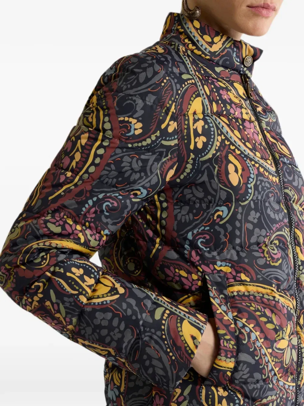 Укороченный пуховик с принтом пейсли Etro, синий — фото 4
