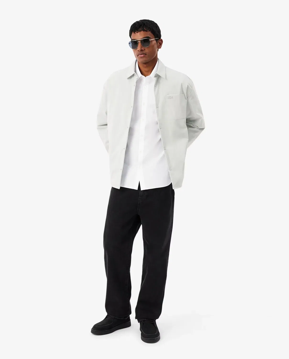 Мужская рубашка Lacoste с длинным рукавом, классический крой, Blanco — фото 4