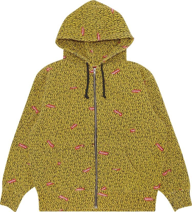 Толстовка Supreme x IRAK Zip Up Hooded Sweatshirt 'Yellow', желтый — фото 2