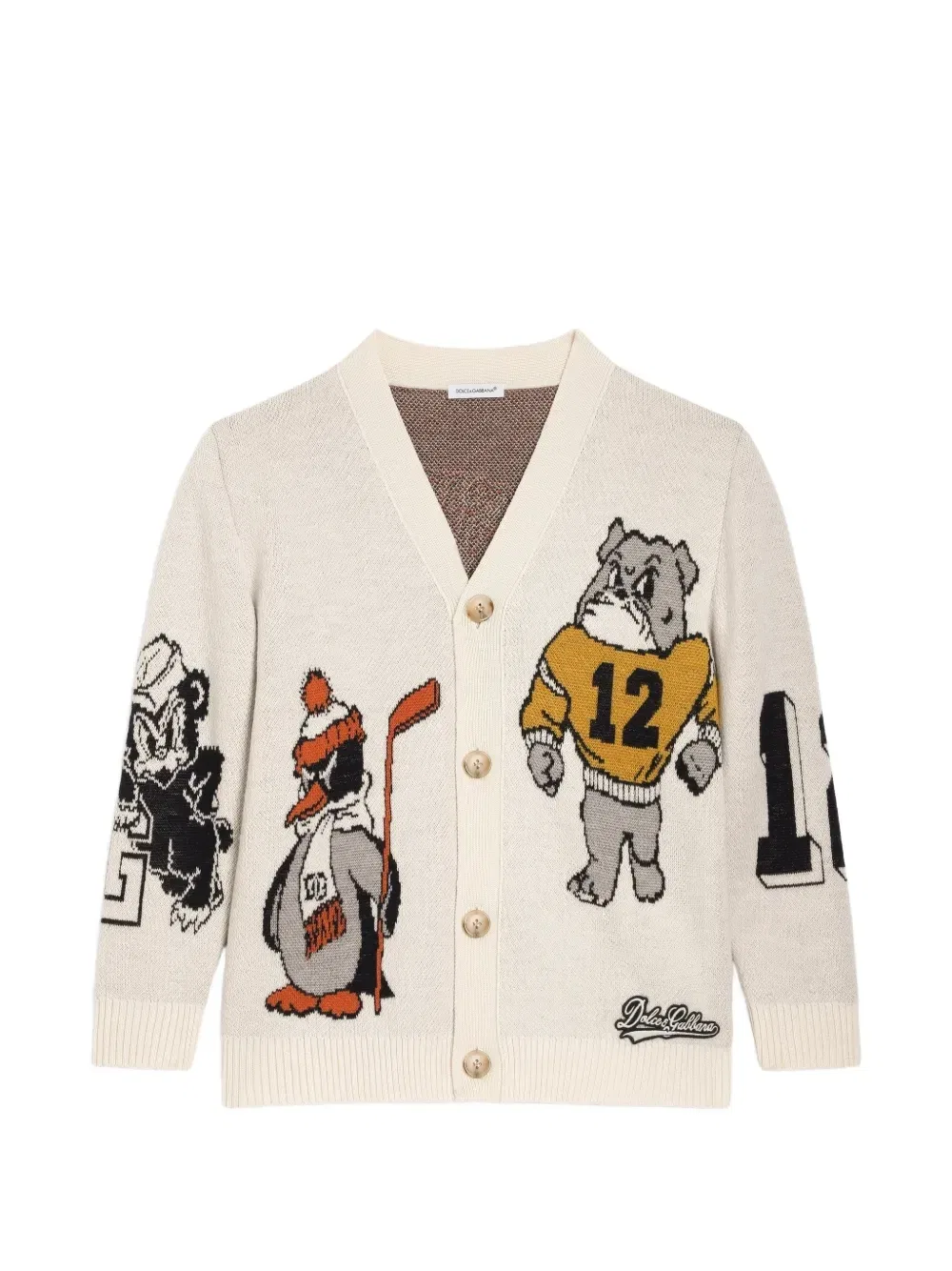Жаккардовый кардиган из пике Dolce & Gabbana Kids, бежевый