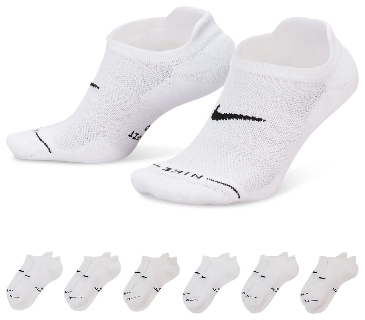Носки невидимки Everyday Elevated Nike, белый/черный