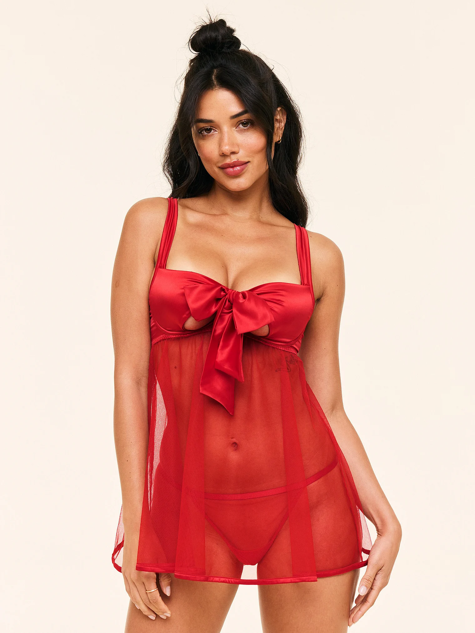Комплект белья Victoria's Secret Adore Me Bessima Babydoll, красный — фото 2