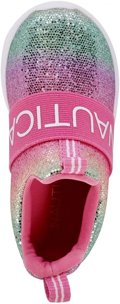 Детские кроссовки для девочек с принтом Nautica, Dark Rainbow Holograph — фото 4