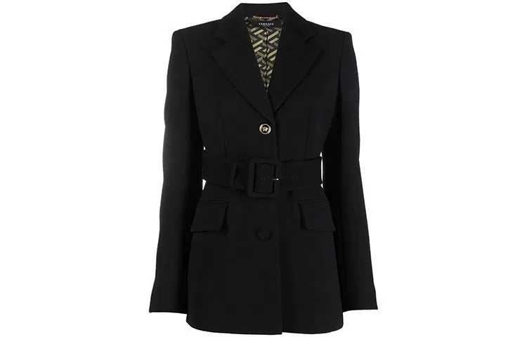 Женский однобортный пиджак с поясом VERSACE, Black