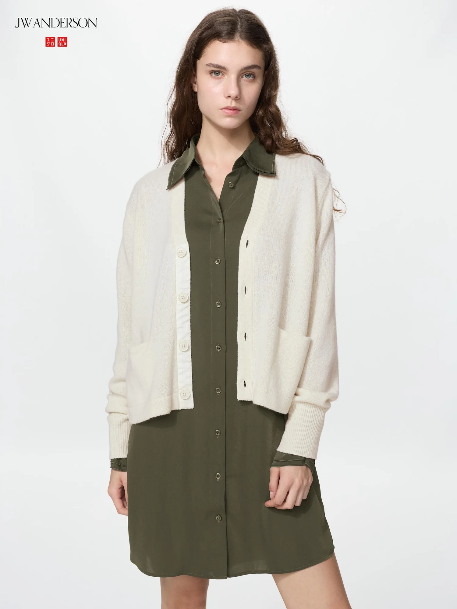 Кардиган Uniqlo x JW Anderson Lamb V-neck Short, 30 натуральный