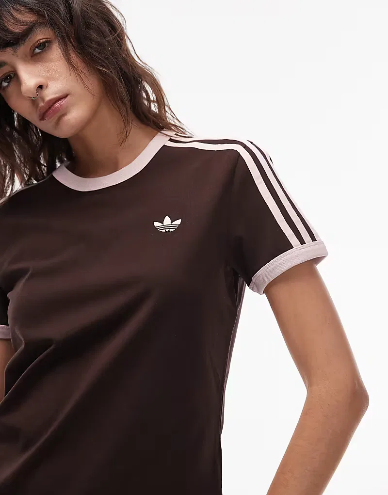 Футболка Adidas Originals приталенного кроя коричневого и, розовый — фото 4