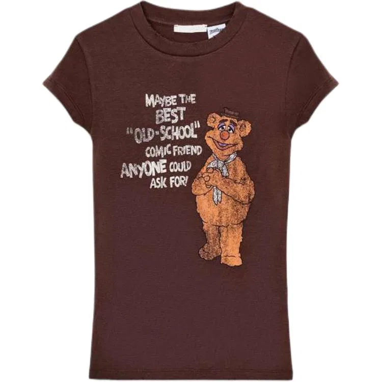 Женская футболка с коротким рукавом ZARA, Brown