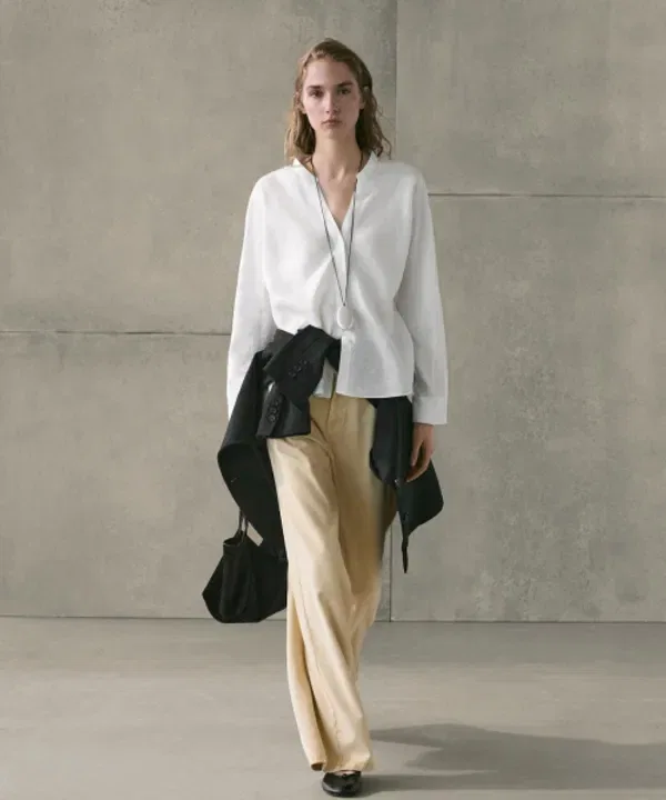 Рубашка из льна с отложным воротником, Massimo Dutti — фото 3