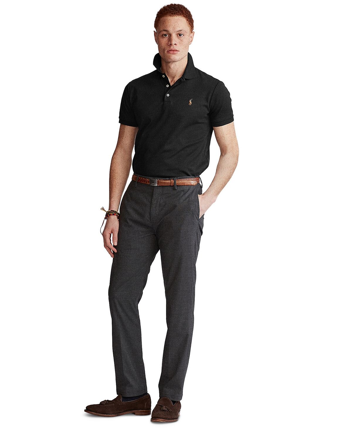 Мужская рубашка-поло slim fit из хлопка на заказ Polo Ralph Lauren, мульти — фото 4