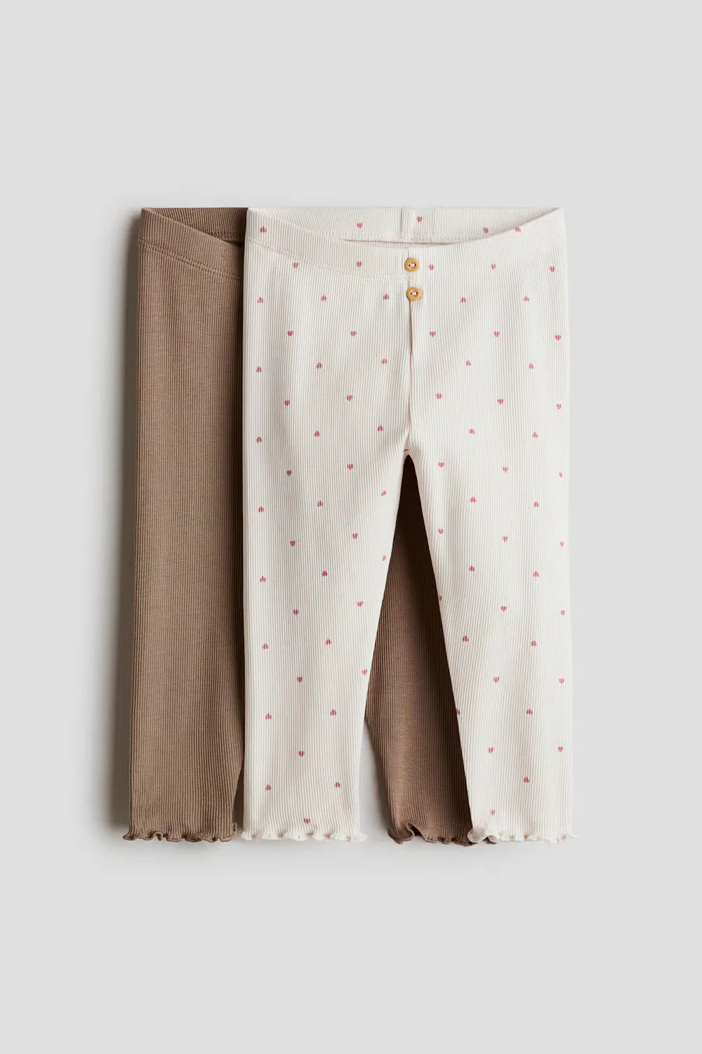 Комплект из 2 ребристых хлопковых леггинсов H&M, Weiß/Herzen