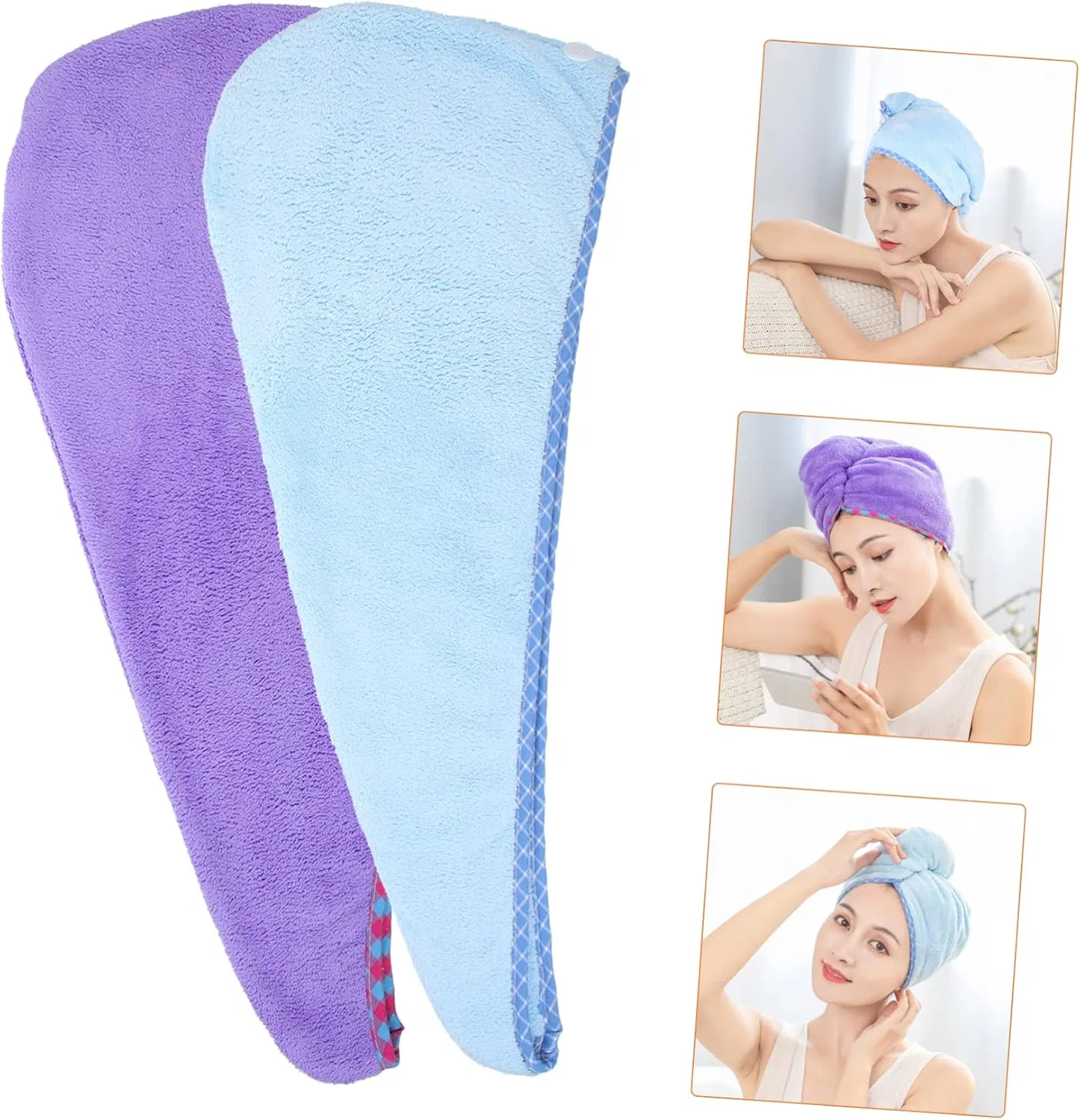 Микрофибровый тюрбан для волос, быстро сохнущий, FRCOLOR, 4 шт, 65x25 см, Farblich Sortiert — фото 3