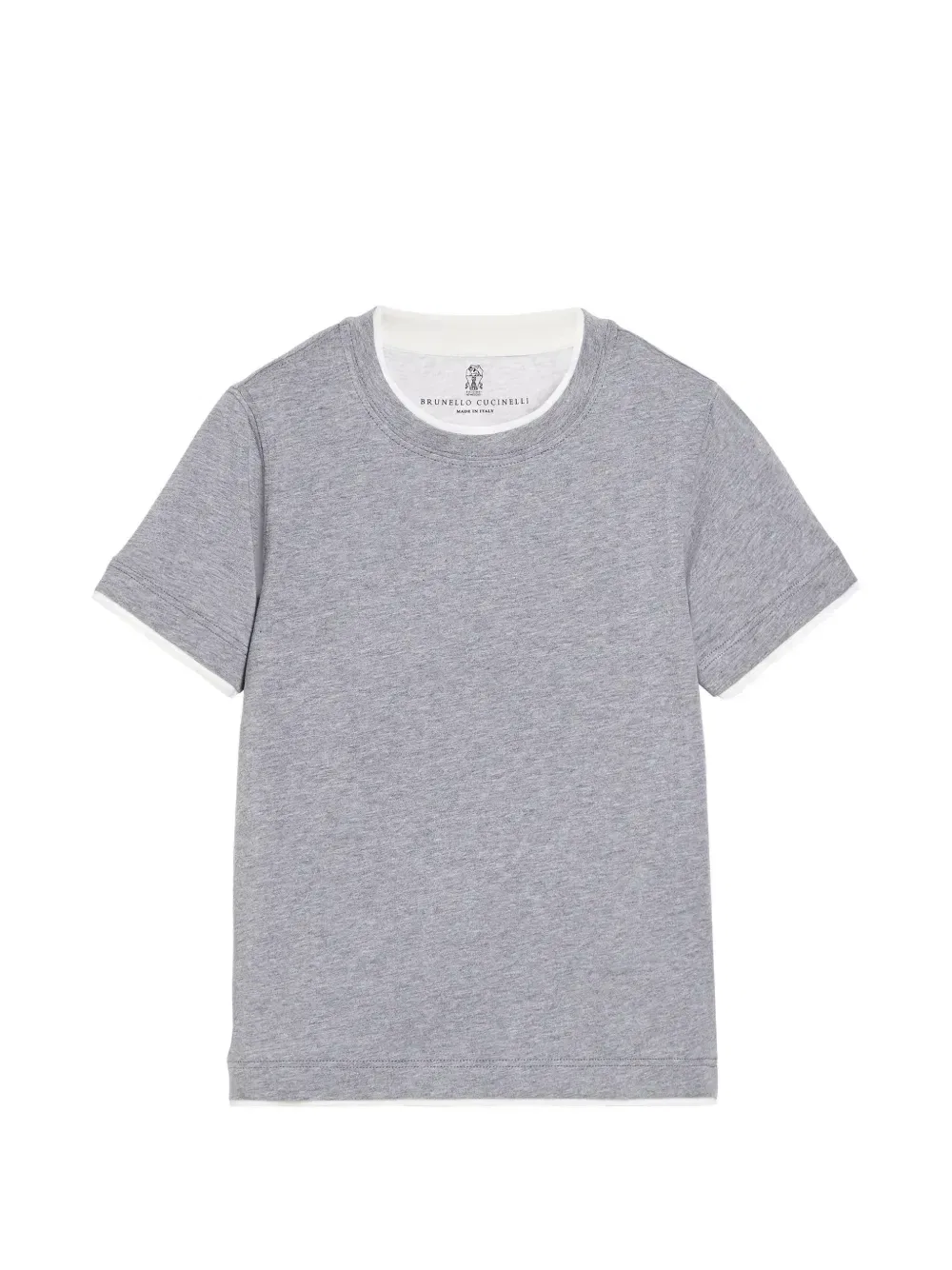 Футболка из джерси с искусственным слоем Brunello Cucinelli Kids, серый