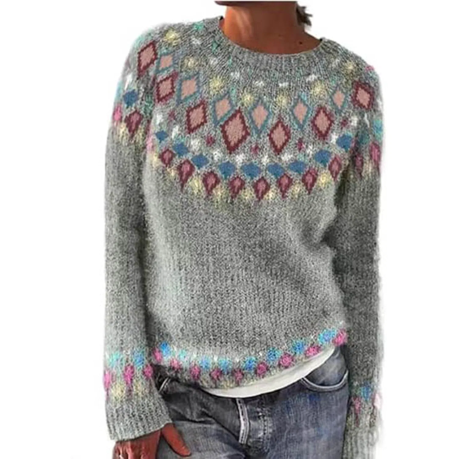 Женский свободный свитер с длинным рукавом Christmas Jumper, Pink — фото 3