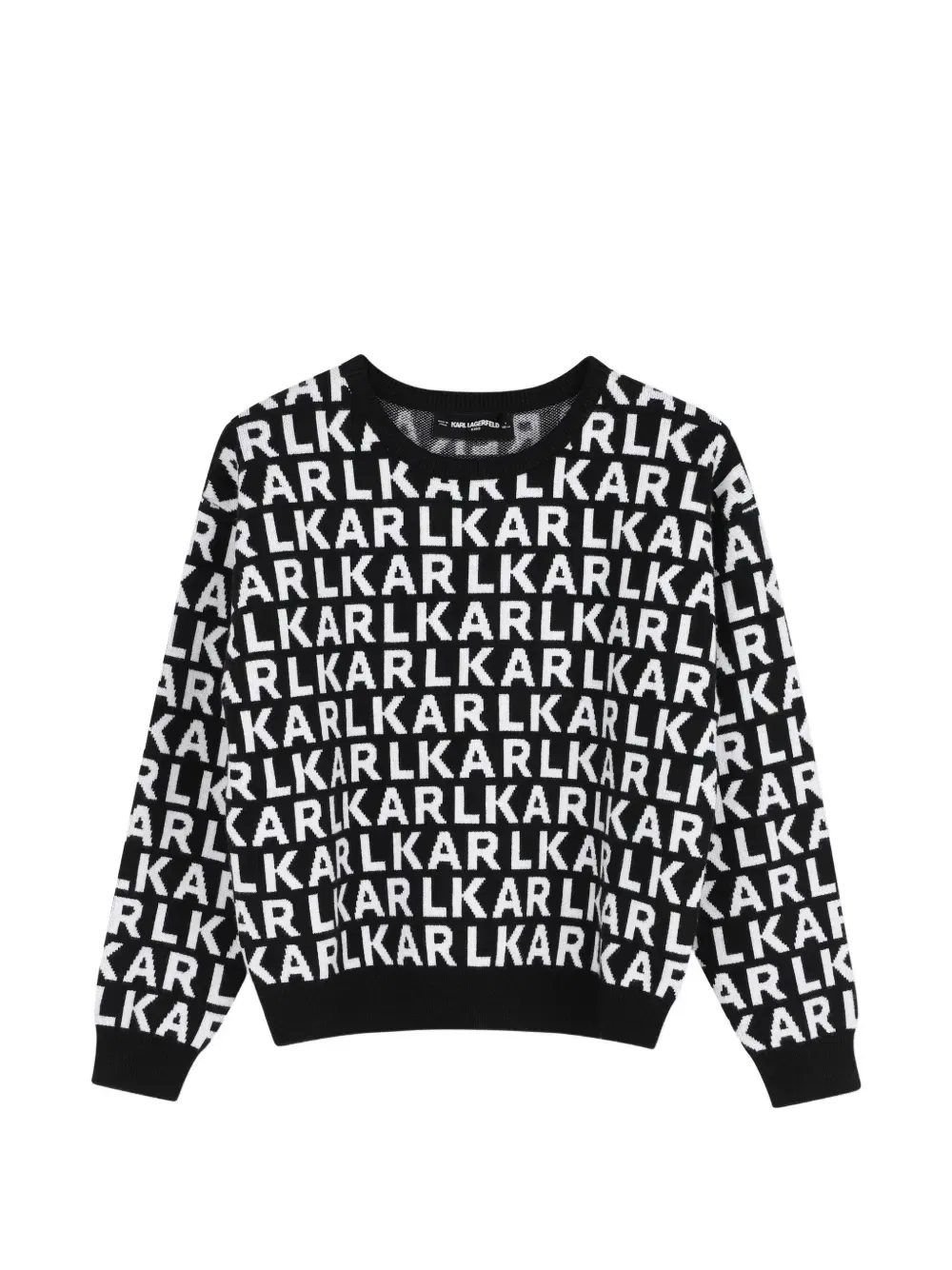 Свитер вязки интарсия с логотипом Karl Lagerfeld Kids, черный