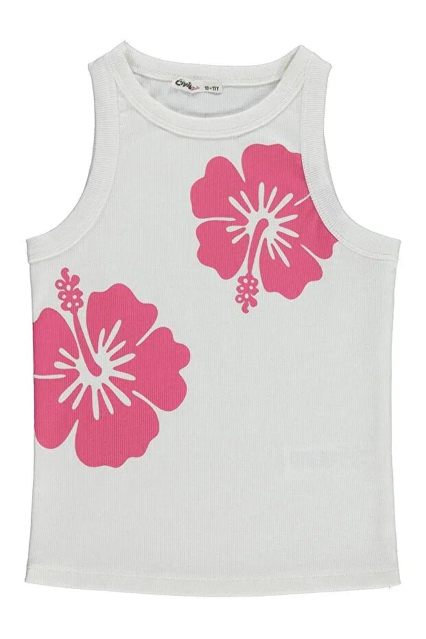 Детский топ-майка для девочек с принтом Hibiscus Flower Printed Civil Girls, Off White