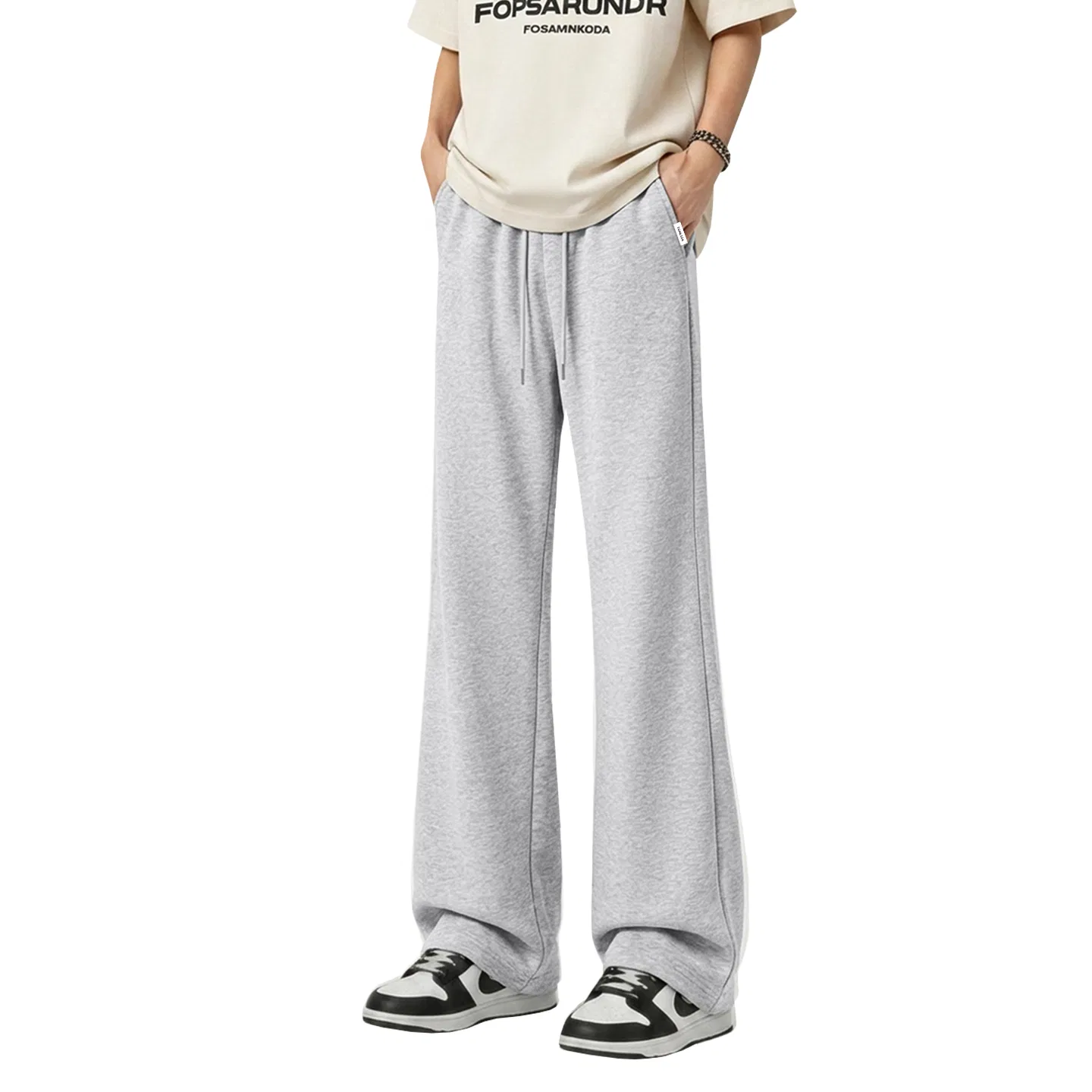 Детские спортивные штаны свободного кроя на завязках Tonlion, Цвет Heather Grey