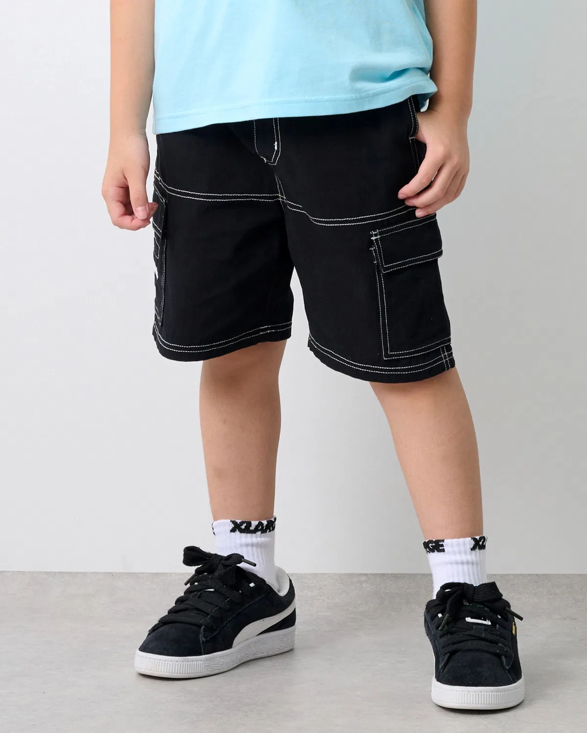 Детские карго-шорты с принтом камуфляж XLARGE KIDS, Black