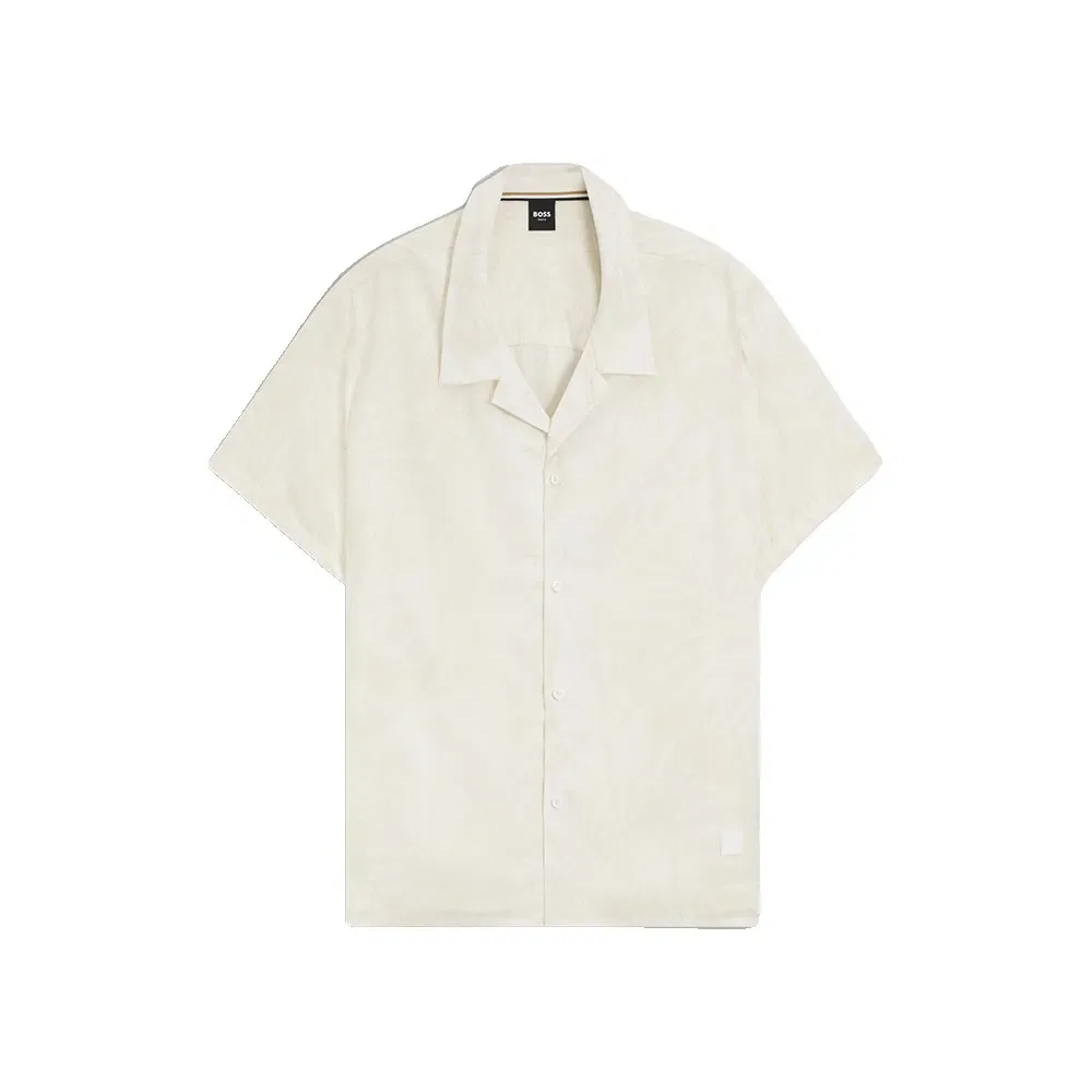 Мужская рубашка с коротким рукавом с принтом BOSS Beach Short Sleeve Shirt BOSS, Beige