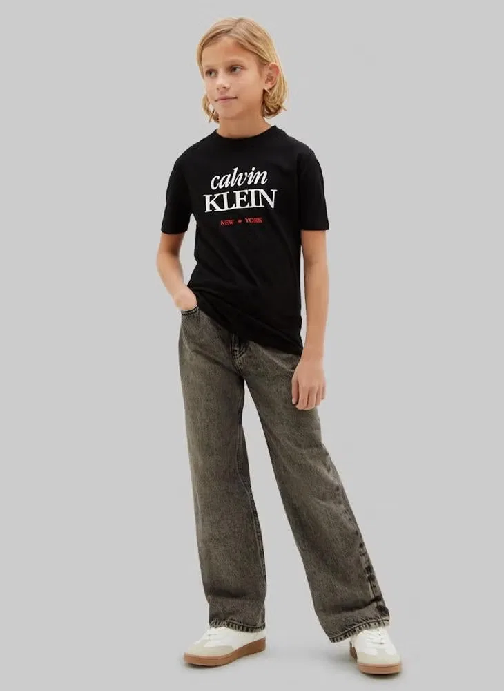 Calvin Klein Jeans Футболка с принтом и логотипом, черная — фото 3
