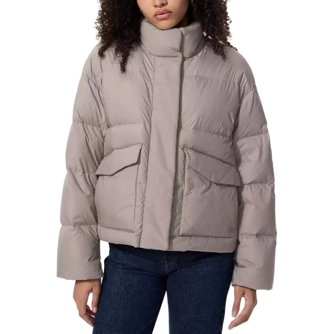 Женская куртка пуховик с воротником-стойкой Umber UNIQLO, Umber — фото 3