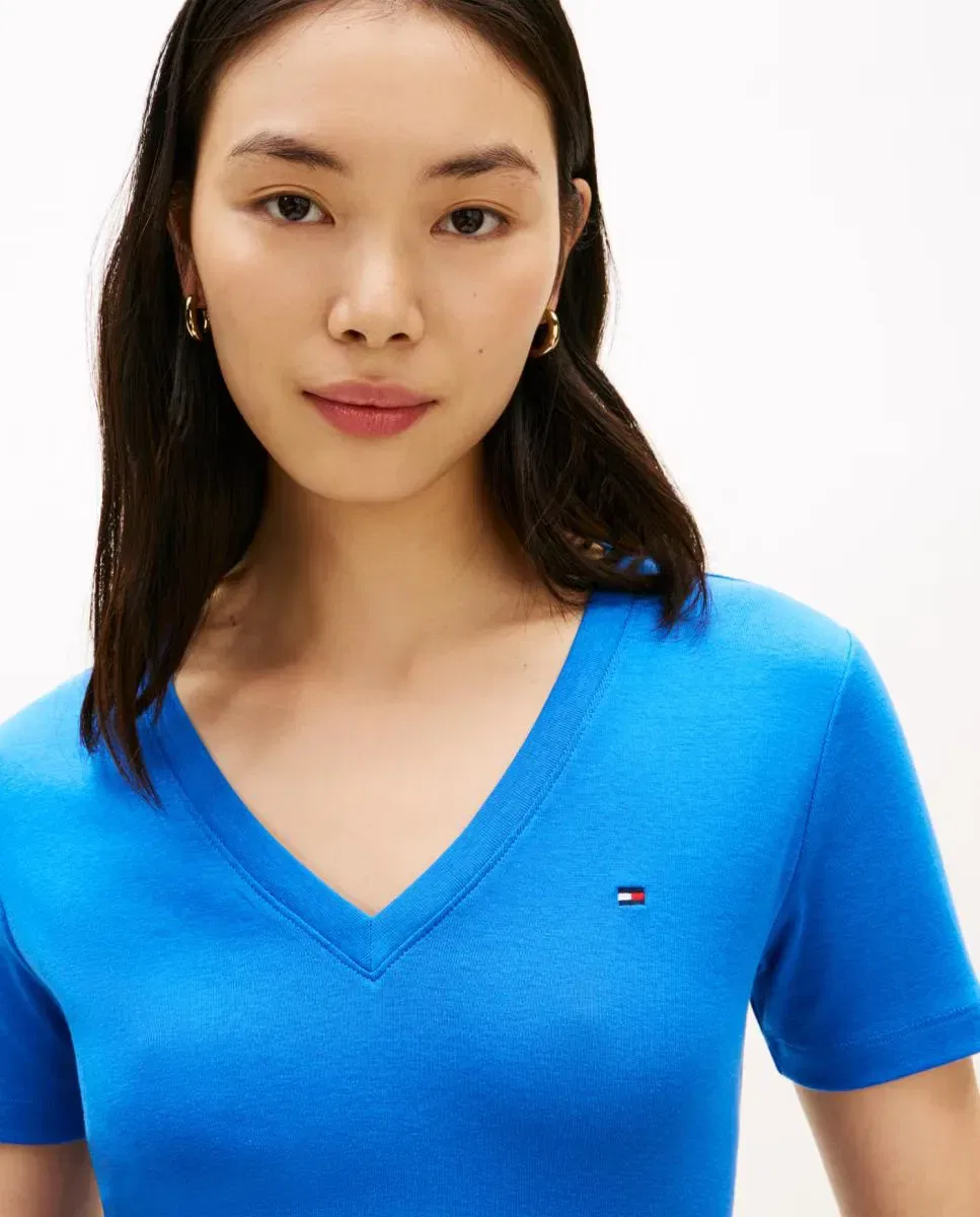 Женская футболка хлопковая с принтом Tommy Hilfiger, Azul Índigo — фото 3