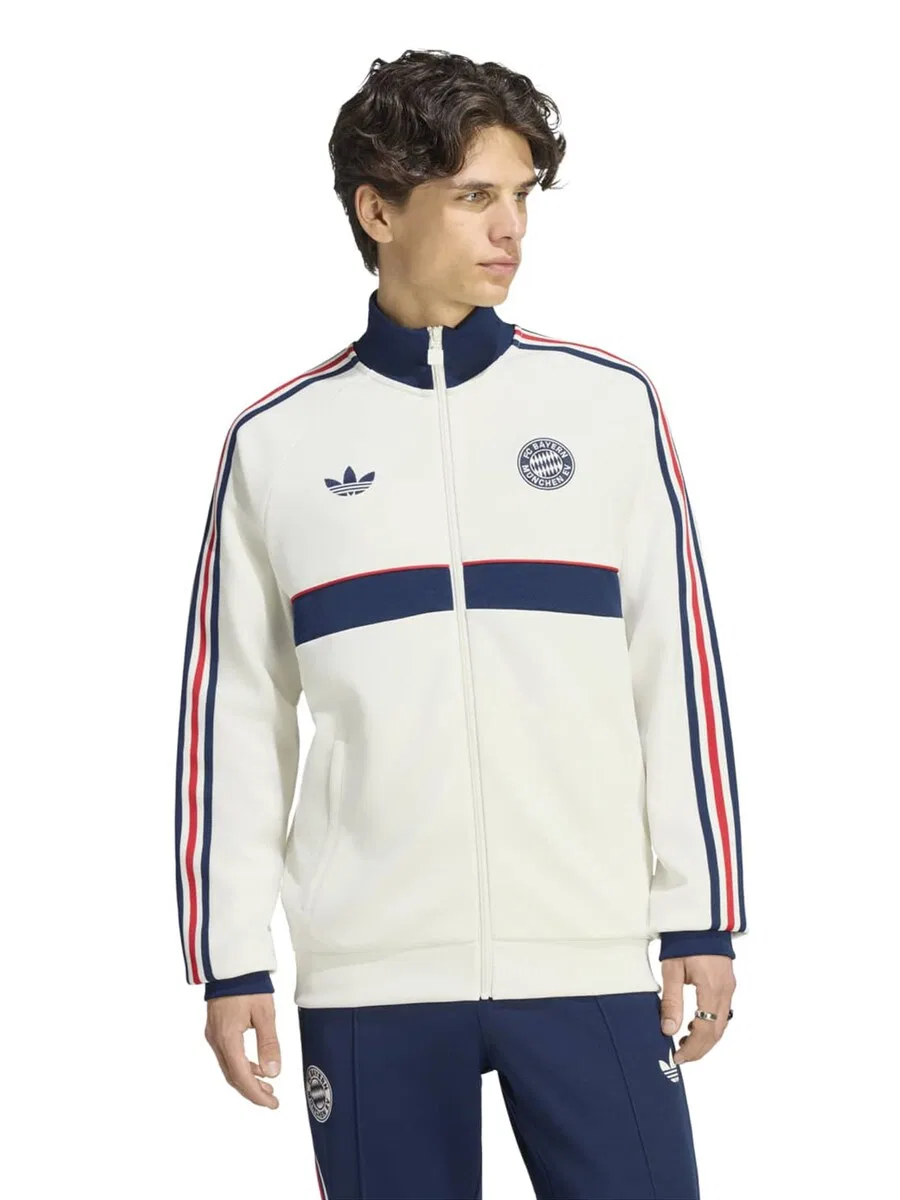 Худи на молнии ADIDAS ORIGINALS 'FC Bayern Munchen' из шерсти белого цвета — фото 2