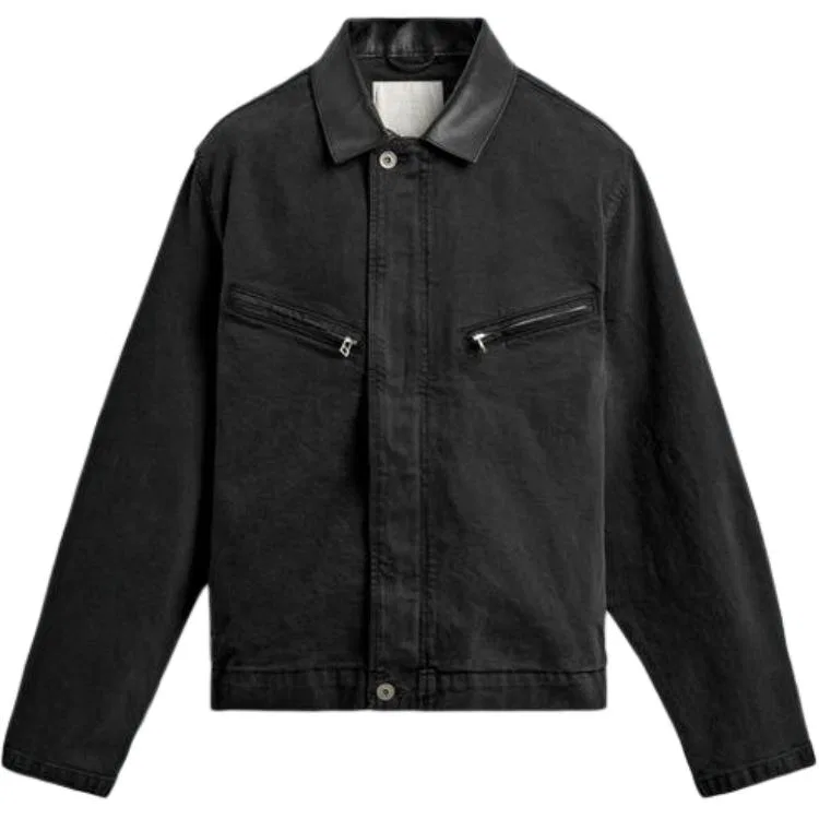 Мужское джинсовое пальто с лацканами, ZARA, Black