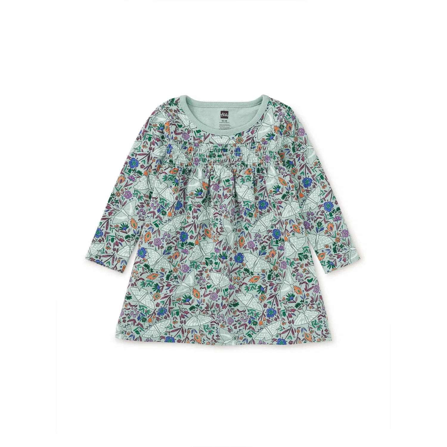 Детское платье для девочек с оборками Smocked Empire Tea Collection, Iznik Moth Floral