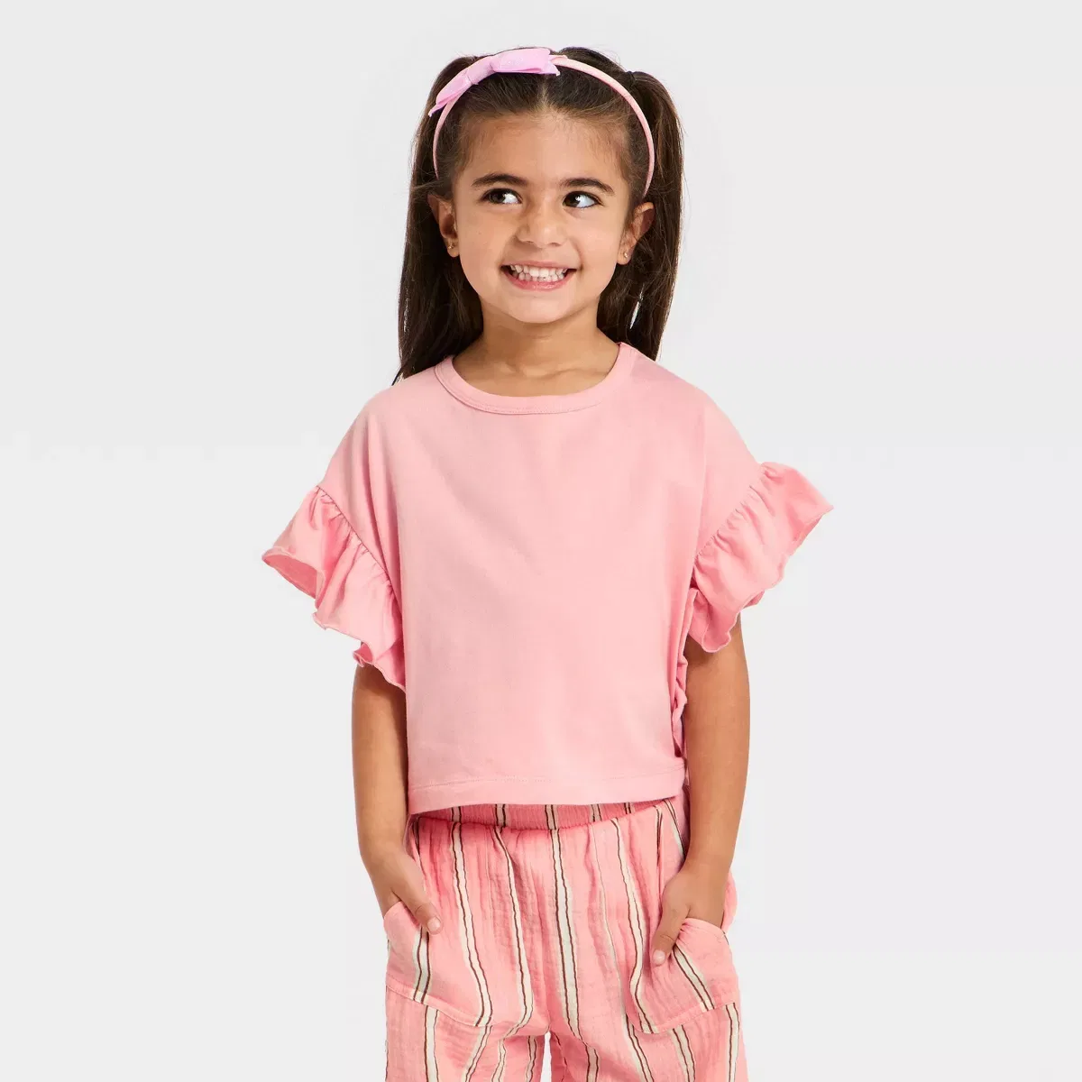 Детский комплект футболки и брюк с полосками Grayson Mini INFANT/TODDLER GIRL, Pink — фото 3