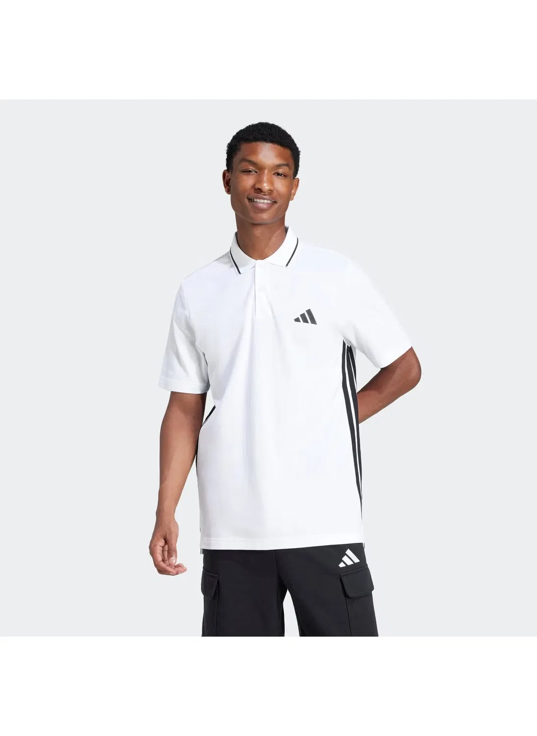 Поло с коротким рукавом Essentials three stripes pique Adidas, белый