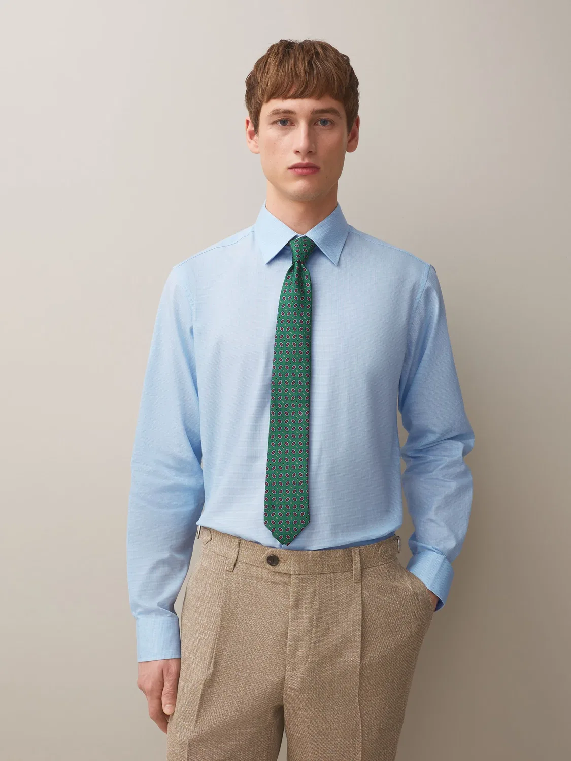 Рубашка slim fit с галстуком, геометрический принт Next, светло-голубой/зеленый — фото 2