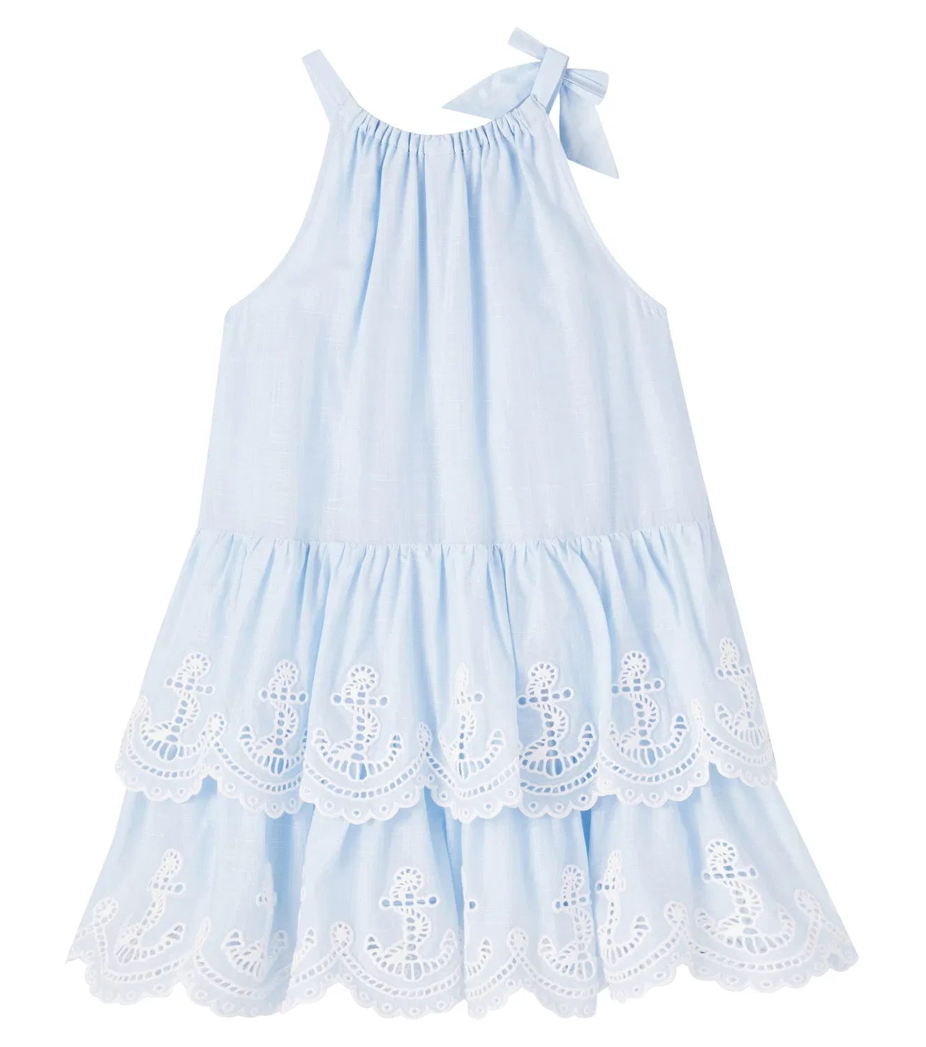 Платье многоярусное хлопковое Скарборо Zimmermann Kids, синий — фото 4