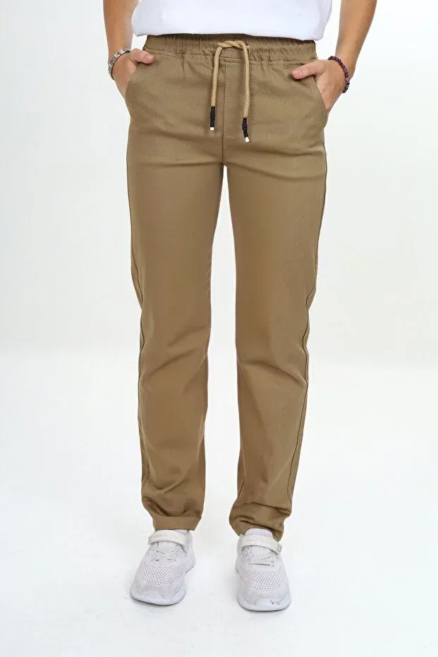Детские брюки прямого кроя из габардина Asortix, Beige