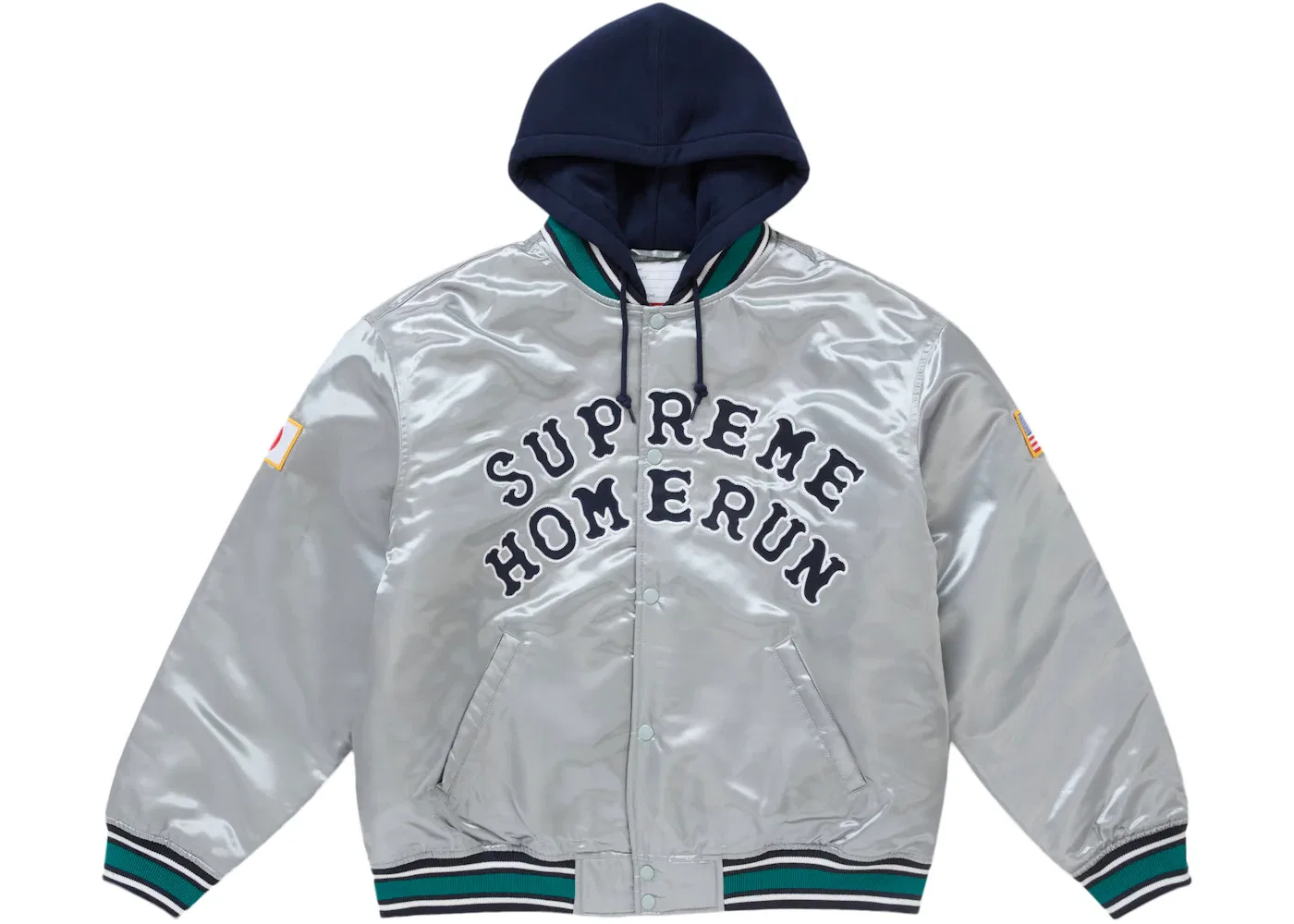 Мужская куртка-бейсболка с капюшоном из сатина Homerun Supreme, Silver