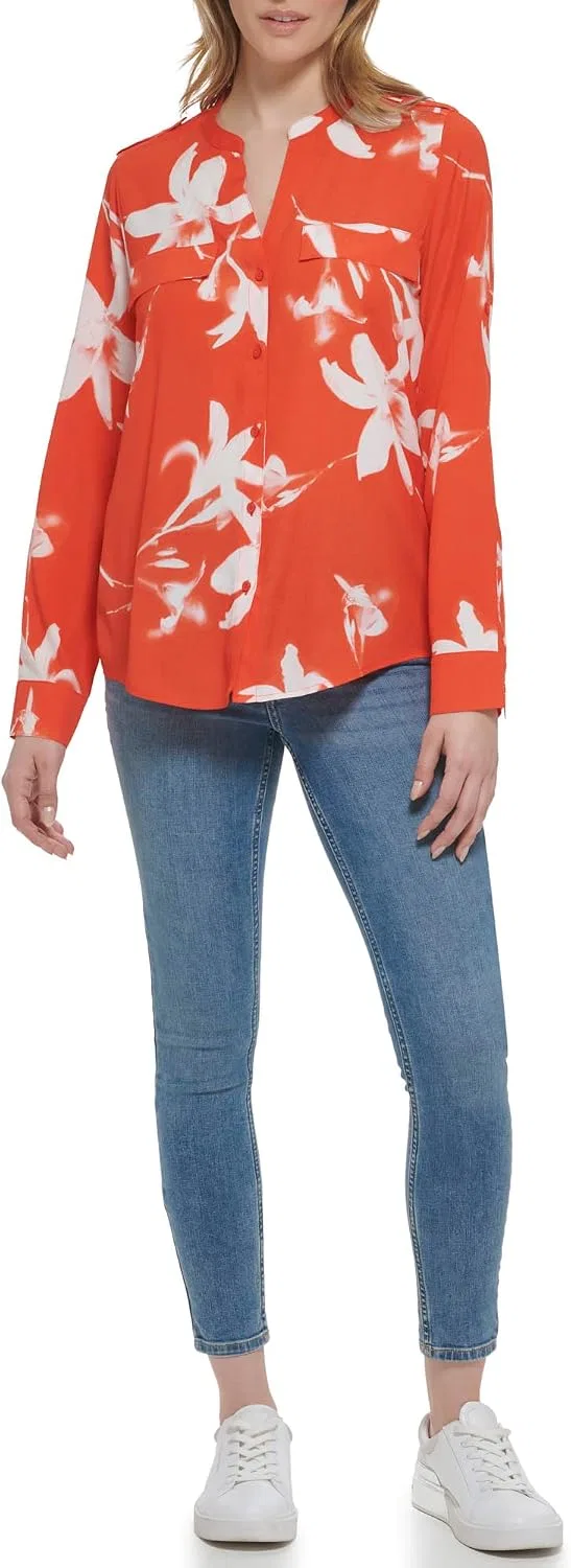 Блуза с принтом, Calvin Klein, разноцветный