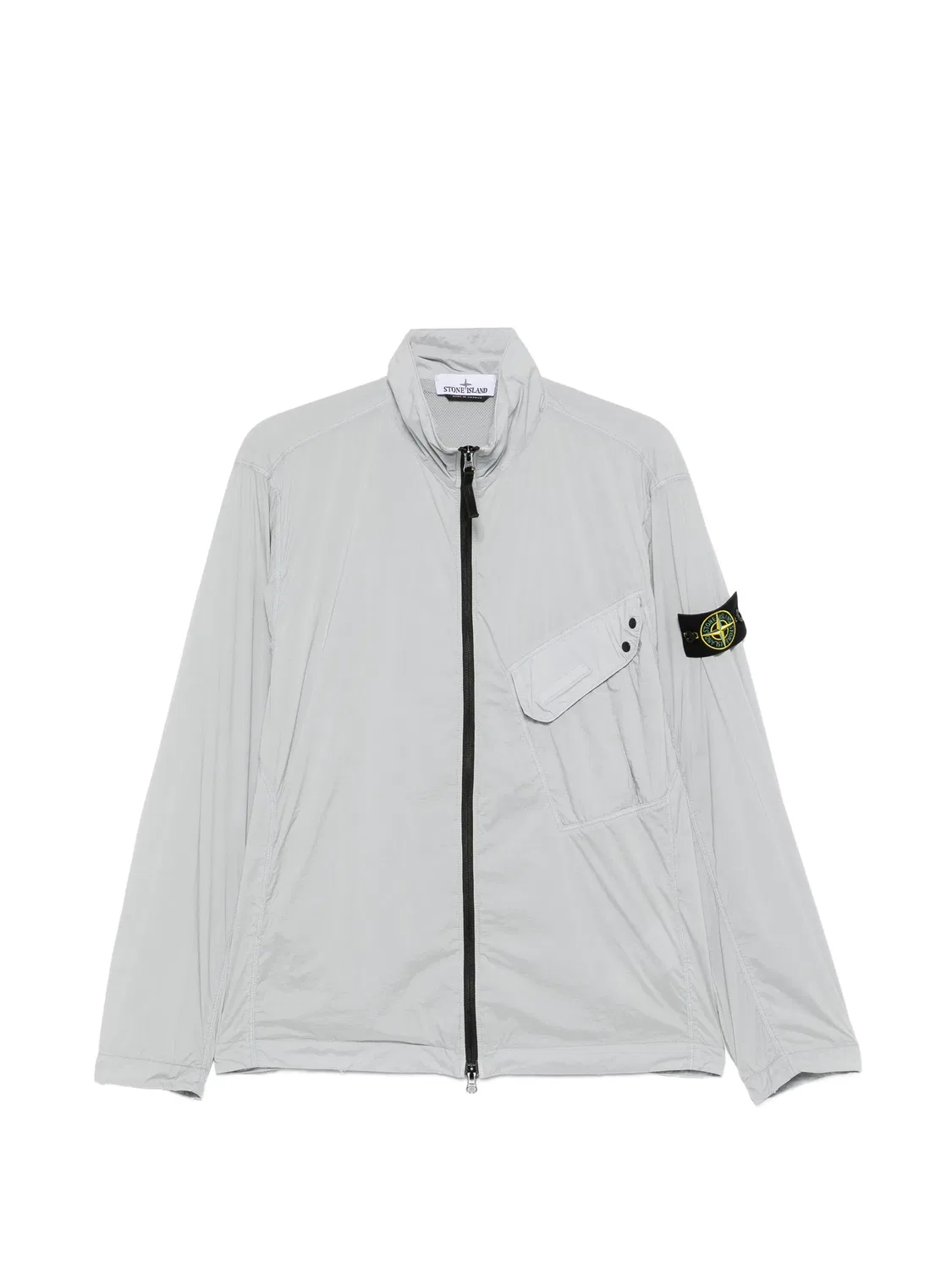 Куртка-рубашка серая с патчем Stone Island, серый