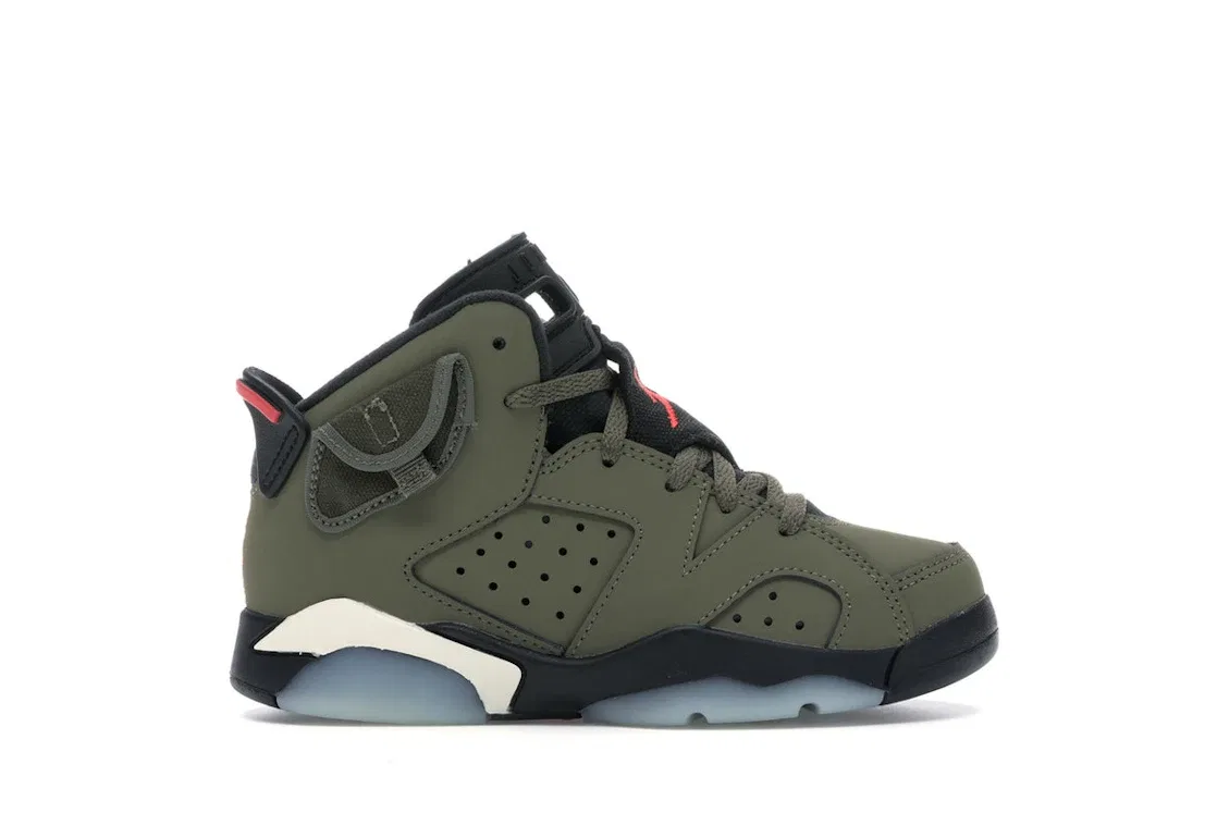 Детские кроссовки Lifestyle с длинным рукавом Jordan 6 Retro, Medium Olive/Black-Sail-University Red