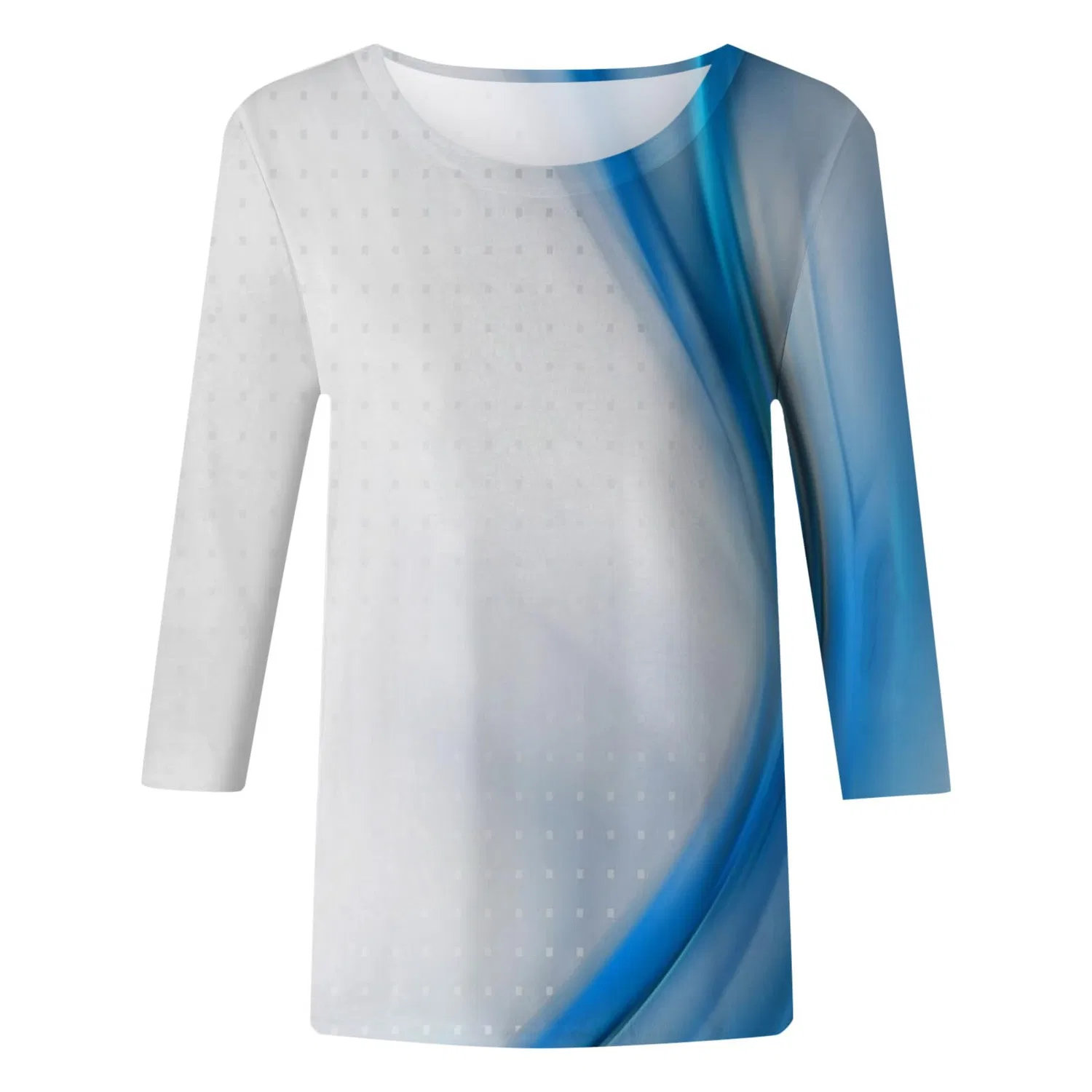 Женская футболка с V-образным вырезом Colorful Gradient Geometric Print, бренд, Blue-3 — фото 3