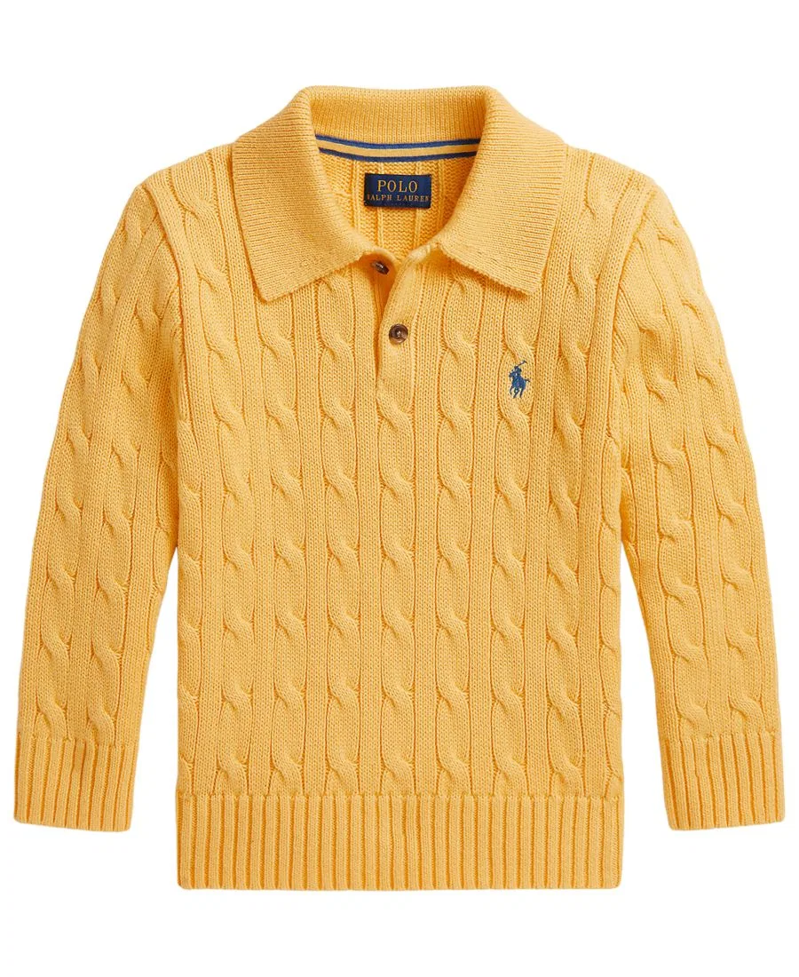 Свитер из хлопка с косами Polo Ralph Lauren, Beach Yellow