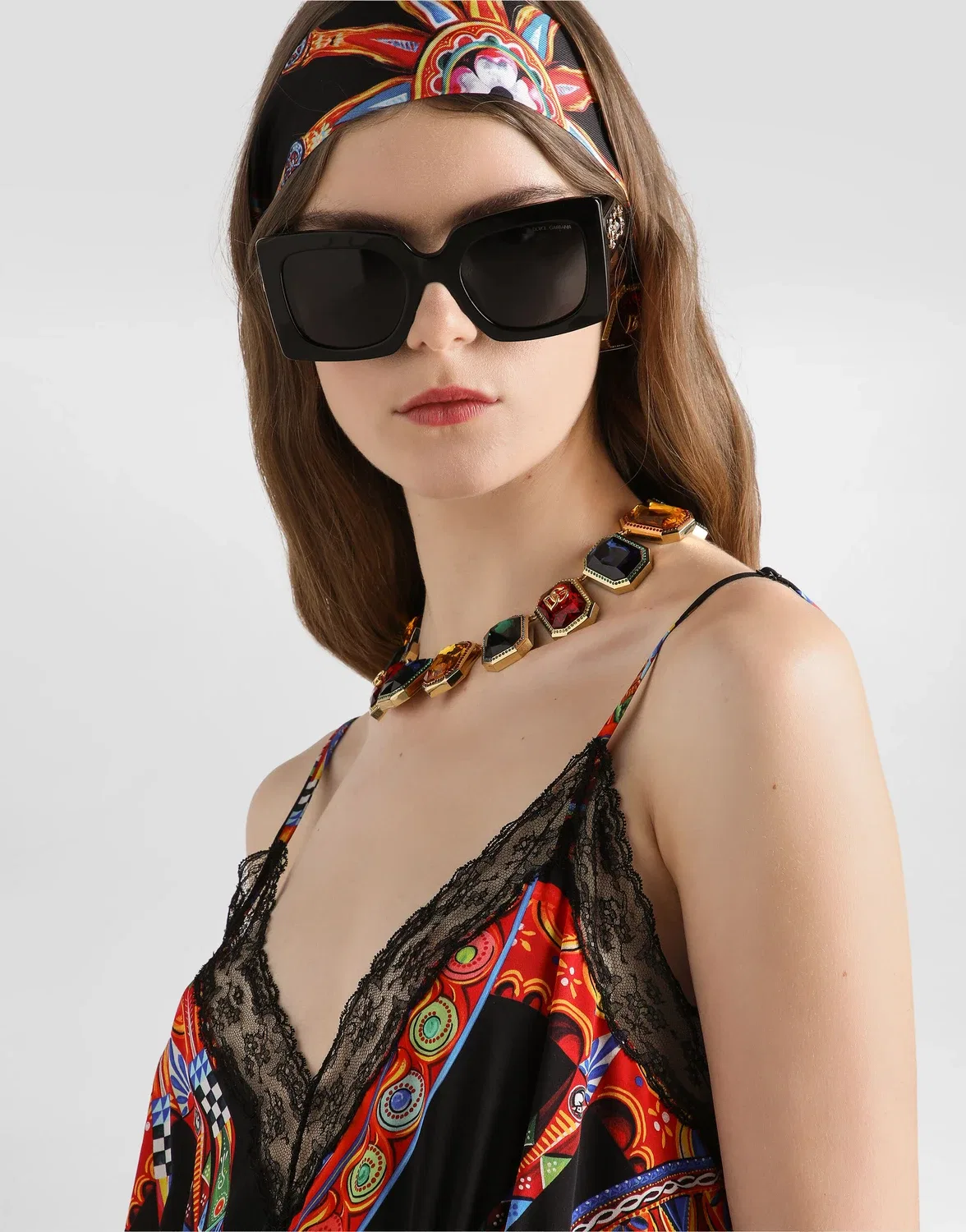 Шелковое платье-комбинация с принтом «каретто» DOLCE & GABBANA, бежевый — фото 4