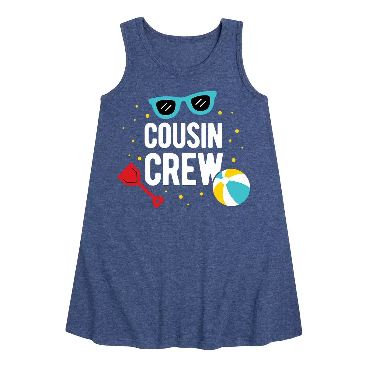 Детское платье-трапеция без рукавов Cousin Crew Beach Instant Message, Heather Navy