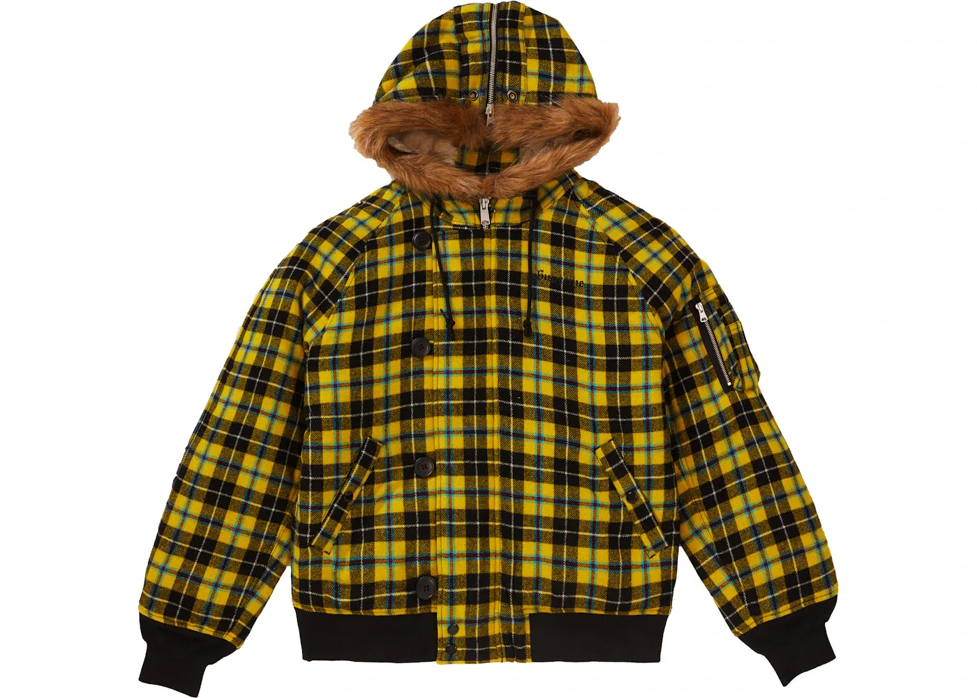 Мужская куртка с принтом Supreme N-2B Jacket, Yellow Plaid