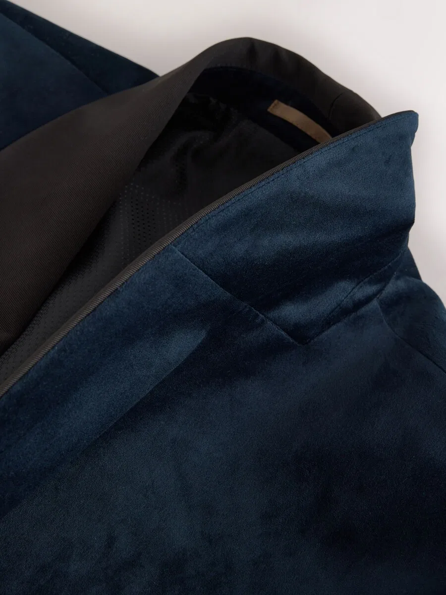 Пиджак Next Slim fit Suit Jacket 'Self' темно-синего цвета — фото 4