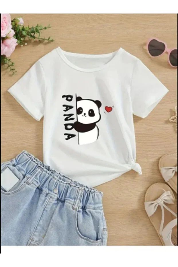 Детская футболка для девочек с принтом Hugging Panda Pelna, Huggingpanda