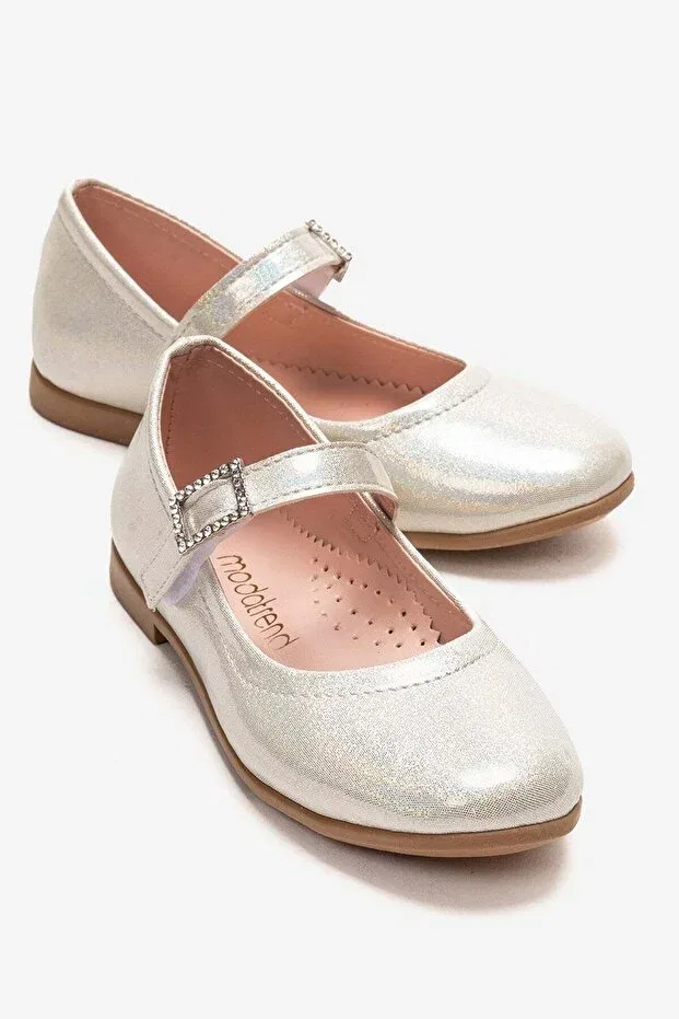 Детские балетки для девочек с принтом Beret with stones buckled children ballet flats sim Ccway Ayakkabi, Powder