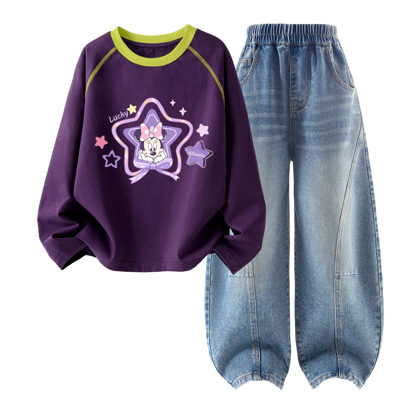 Детский спортивный костюм с принтом Disney Didi Star Mulberry Purple+Solid Color Denim Light Blue
